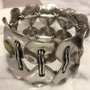 Organic Silver Wafer Stretch Bracelet -made in Paris-Boutique